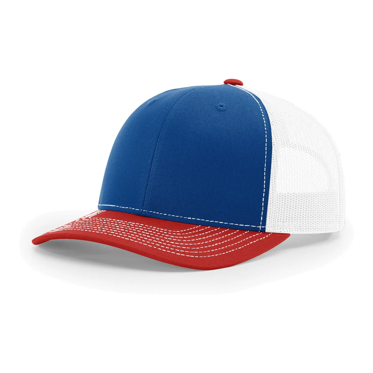 Richardson 112 6-Panel Snapback Trucker Hat w/Leatherette Adhesive Patches or Embroidery