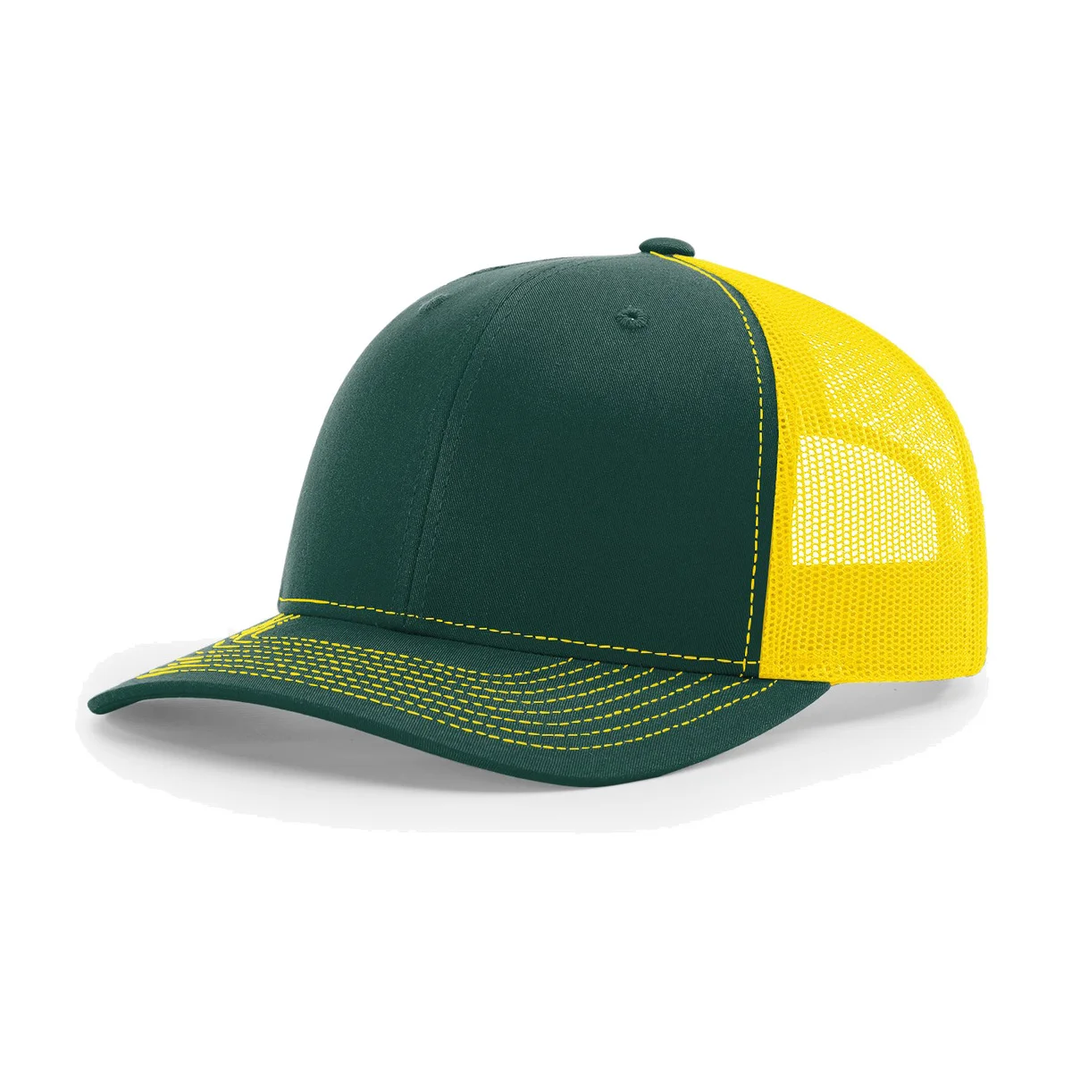Richardson 112 6-Panel Snapback Trucker Hat w/Leatherette Adhesive Patches or Embroidery